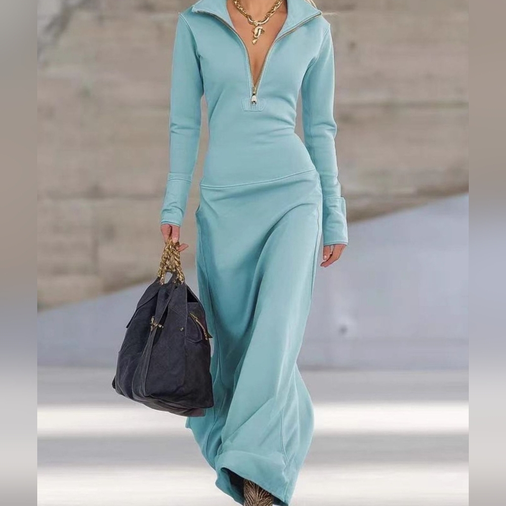 Black Zip Up Maxi Dress - Picture 6 of 7